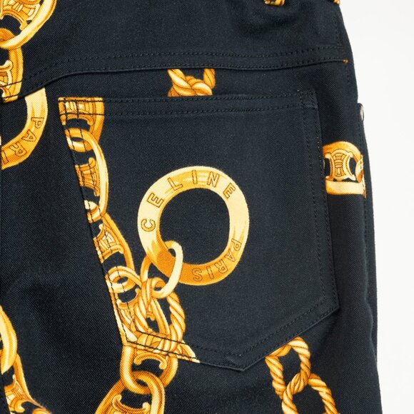 Celine SS/04 Black Chain-Motif Cotton Twill Skinny Pants - Picture 8 of 10